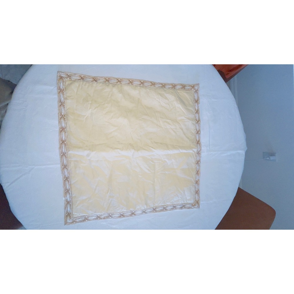 Chris Madden Hotel Euro Sham Cream Damask Jacquard Embroidered Border Cotton